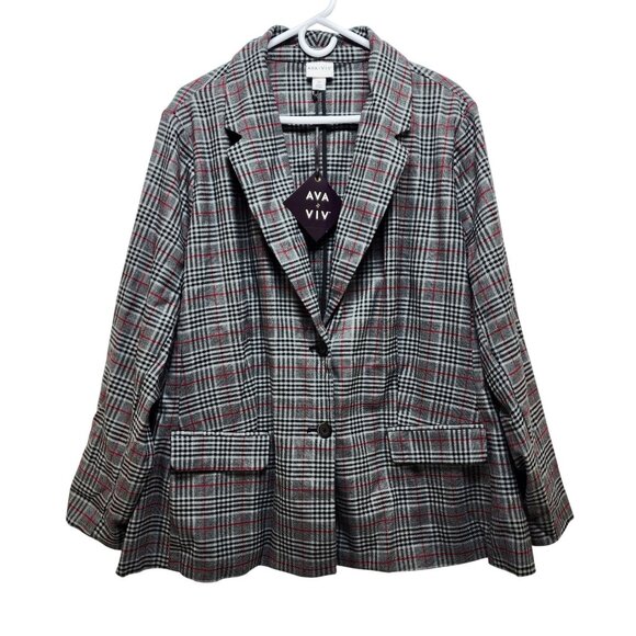 Ava & Viv Jackets & Blazers - Ava & Viv Women's Checkered Blazer - Black and Red